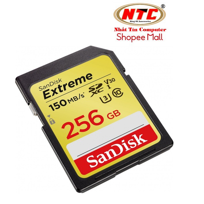 Thẻ nhớ Máy Ảnh SDXC SanDisk Extreme 256GB V30 UHS-I U3 4K 150MB/s (Vàng)