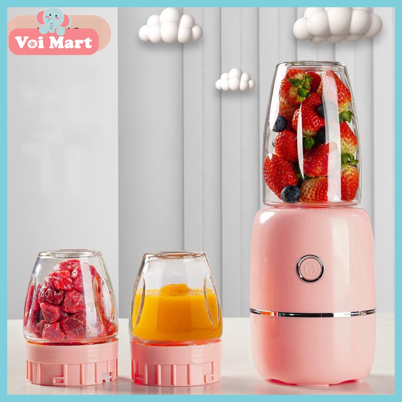 🍑NÂNG CẤP 6 LƯỠI🍑 Máy Xay Đa Năng 3 Cối Thủy Tinh Xay Đồ Ăn Dặm Cho Bé Và Gia Đình Siêu Tiện Lợi