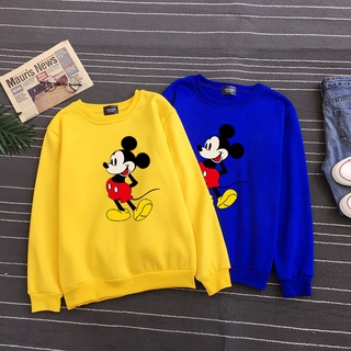 Áo thun tay dài cổ tròn in hình chuột Mickey có size lớn cho nữ