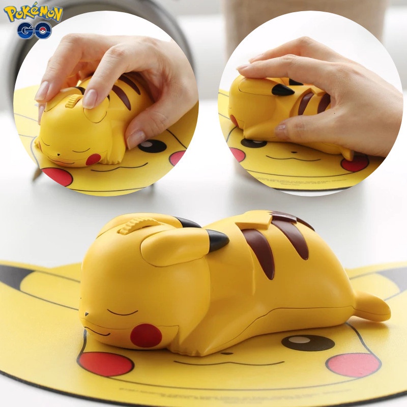 Chuột Máy Tính Bluetooth Không Dây Bluetooth Gaming USB 2.4G 1200 DPI Pokemon Pikachu Silent Mouse Cho Máy Tính Laptop