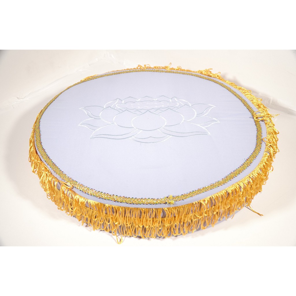 Tọa cụ ngồi thiền tròn hoa sen vàng vải thêu mút êm ái bền chắc - Đường kính 55cm dày 10cm