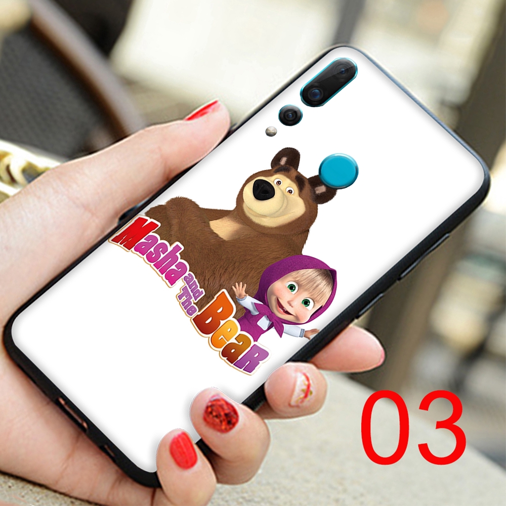 Ốp điện thoại mềm in hoạt hình Masha and the Bear cho Xiaomi Mi 10 Redmi 8 8A Note 8 9 Pro Max