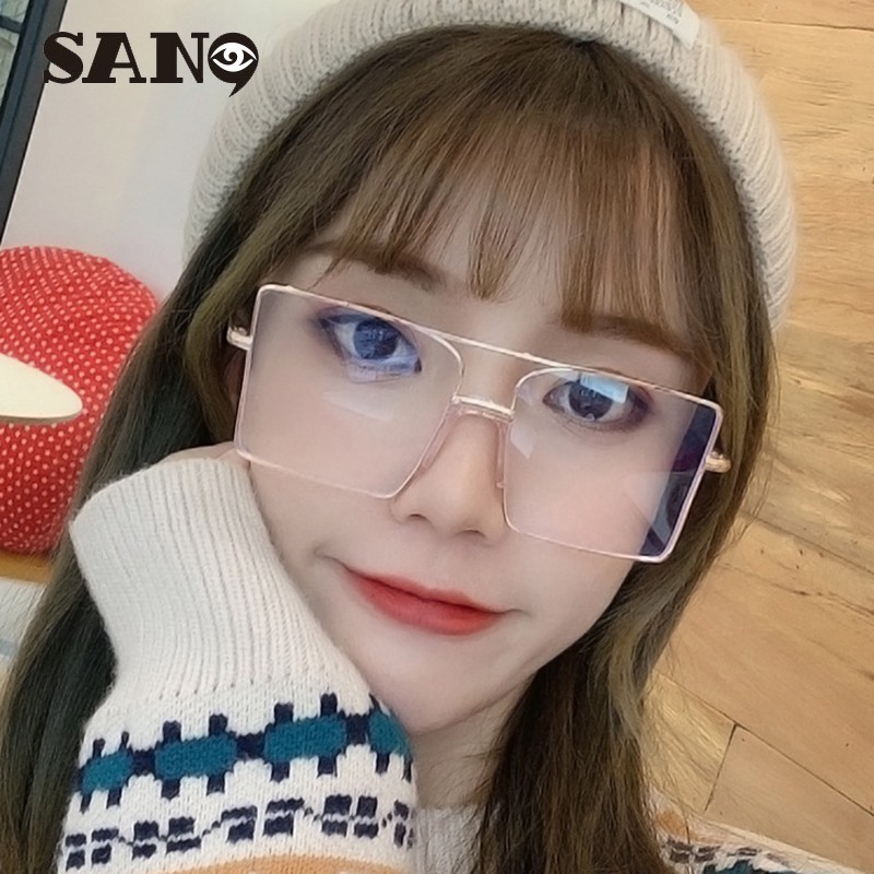 Kính Mát Gọng Kim Loại Vuông Chống Ánh Sáng Xanh Phong Cách Hàn Quốc Cho Nam Và Nữ