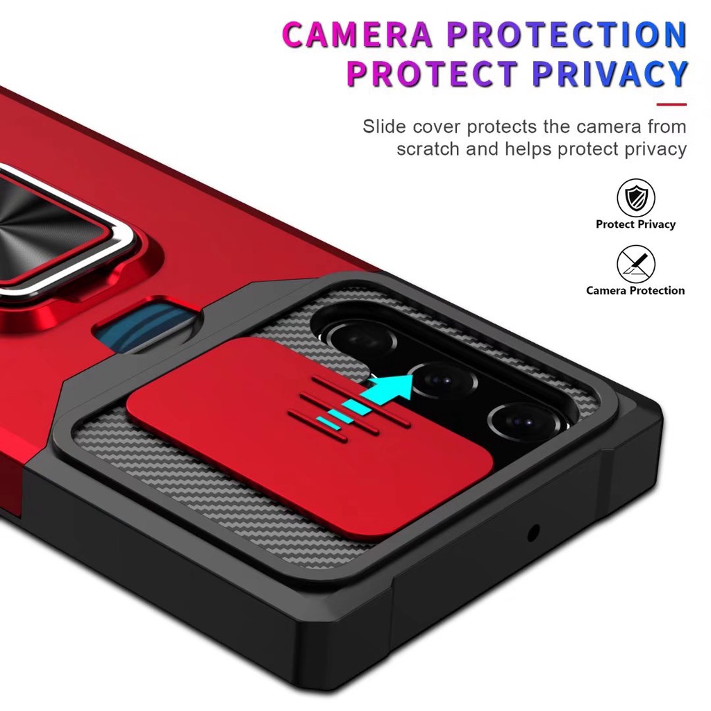 Card Holder Wallet Phone Case For Samsung Galaxy S22 Plus S22 S22 Ultra S21 S30 S21 Plus S21 Ultra Shockproof Protection Slide Camera Metal Ring Magnetic Car Cover