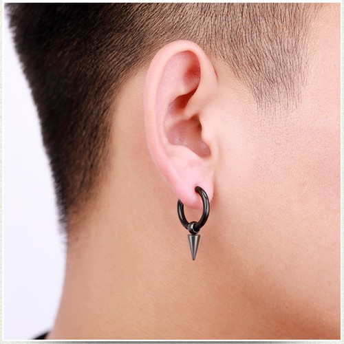 Bông Tai Nam Loại Kẹp Ko Cần Bấm Lỗ Tai Titan Ko Đen TT 2575 - 1 Chiếc