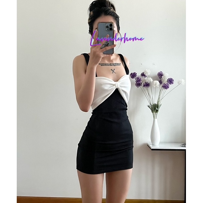 Đầm Ôm Body Nơ Trắng Cực Xinh (Ảnh tự chụp) Nơ