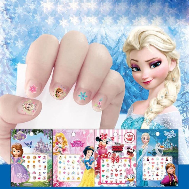 SUGE Miếng Dán Trang Trí Móng Tay Họa Tiết Công Chúa Băng Giá Elsa Anna Mickey Minnie
