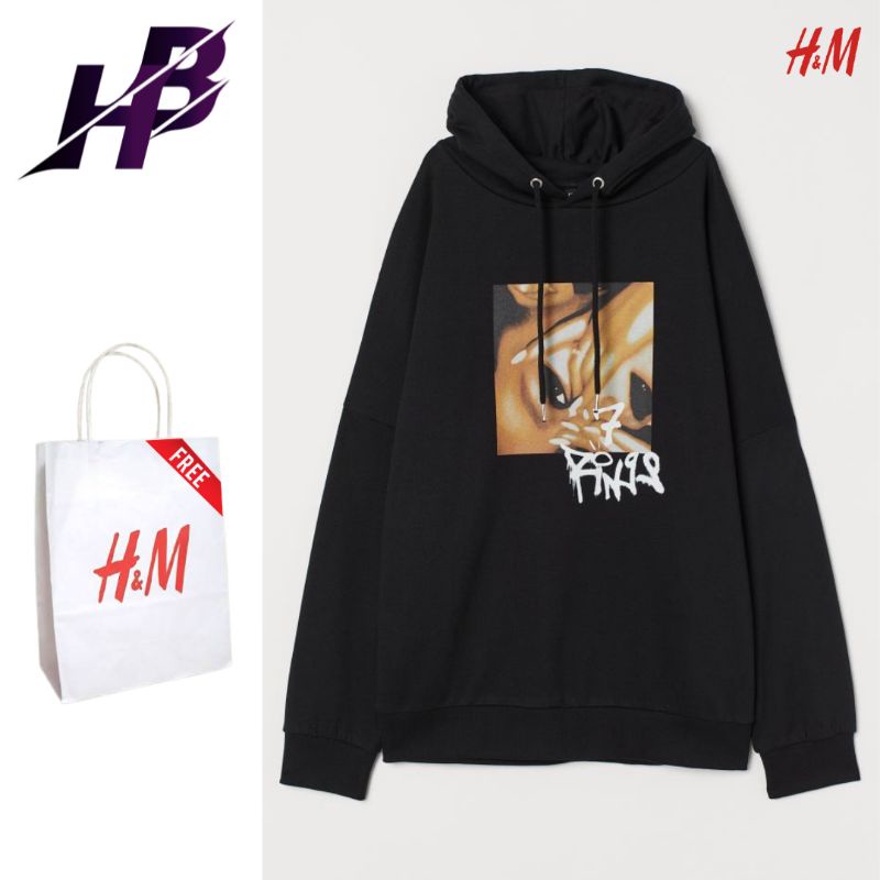 Áo Hoodie H & M Ariana Grande Ring 7 Màu Đen