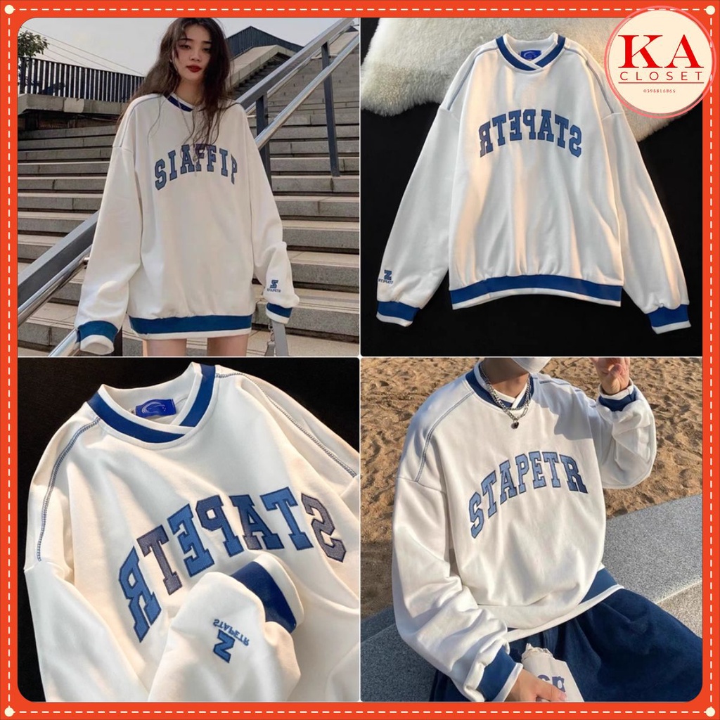 Áo sweater cổ tim SIA KA Closet chất nỉ ngoại mềm đẹp, rua vai, bo dệt, cổ tim, from to nam nữ mặc được