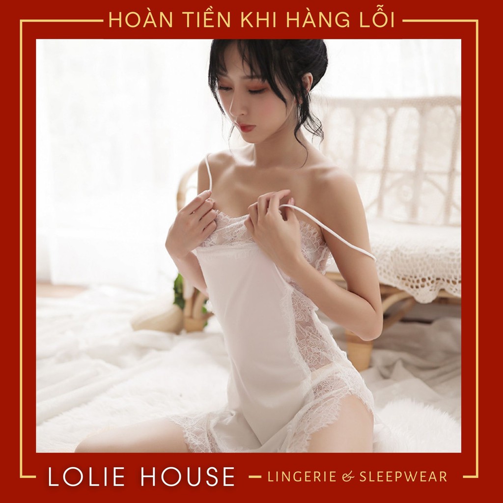 Váy Ngủ Nữ Hai Dây Phối Ren Sexy Gợi Cảm Quyến Rũ LOLIE HOUSE - VN9