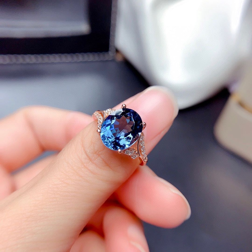 Vòng cổ Mặt Đá Topaz Xanh Tự Nhiên-JHS2-S