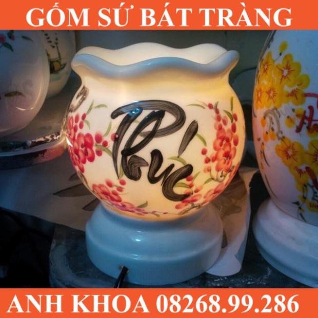 Đèn xông tinh dầu size to có kẹp đèn cao 15cm - Gốm sứ Bát Tràng Anh Khoa