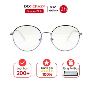 Gọng kính cận tròn nam nữ HANY DOKCRAZY mắt kiếng kim loại thời trang cao cấp có thể cắt mắt phong cách Hàn Quốc