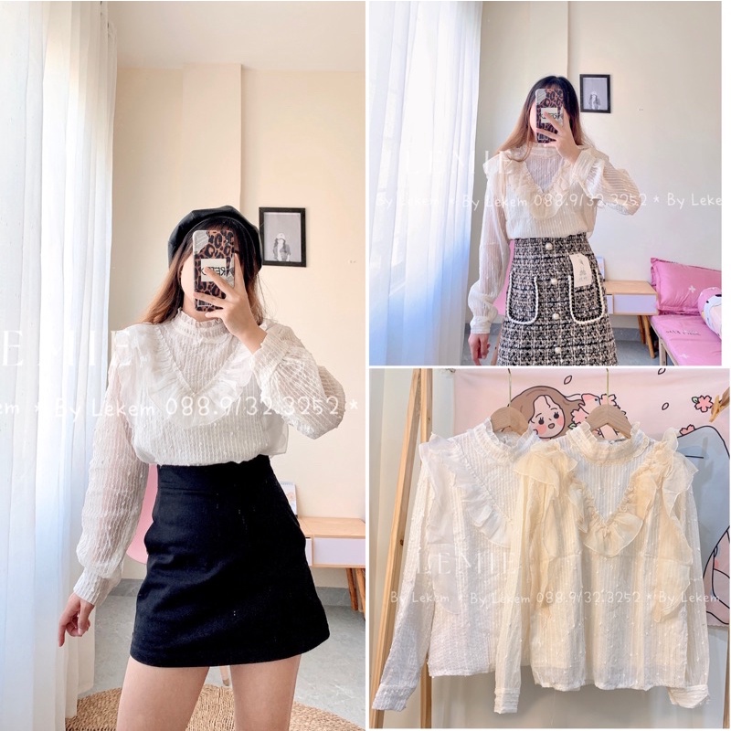 Áo Ren Tiểu Thư Cao Cấp Cổ Bèo Xinh❤️ Ảnh Thật Video Lekemqc