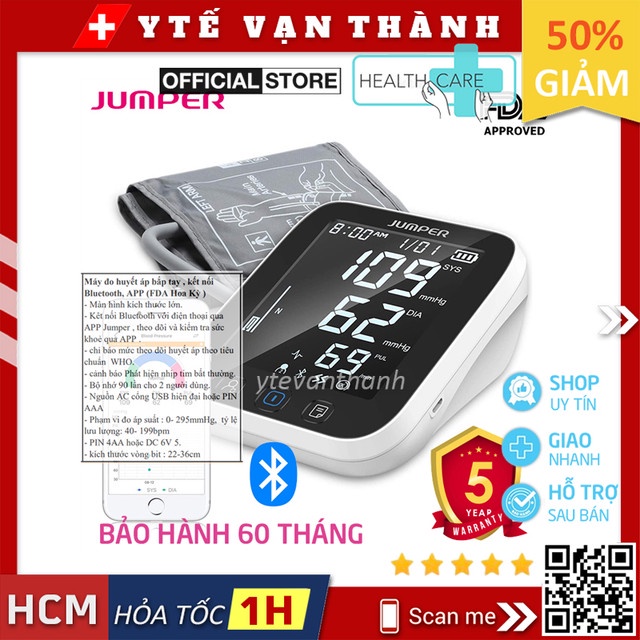 ✅ Máy Đo Huyết Áp Bắp Tay Jumper JPD - HA121 (Bluetooth) | (Công Nghệ Đức) -VT0964