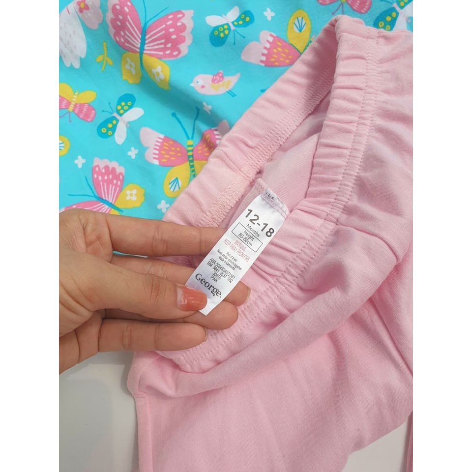 Bộ thu họa tiết bướm xanh quần hồng