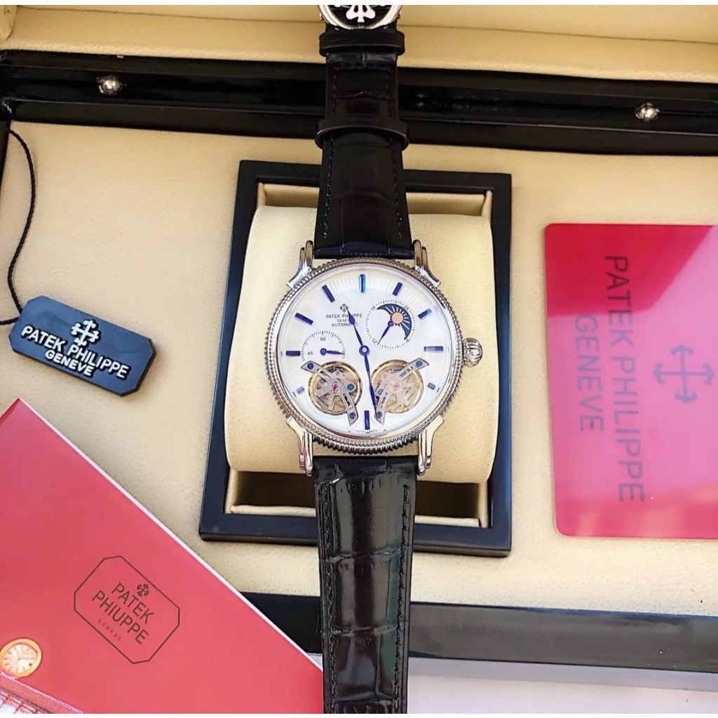 Đồng Hồ Patek Double Trang Nam Automatic Lộ 2 Máy Cao Cấp + Thẻ Bảo Hành