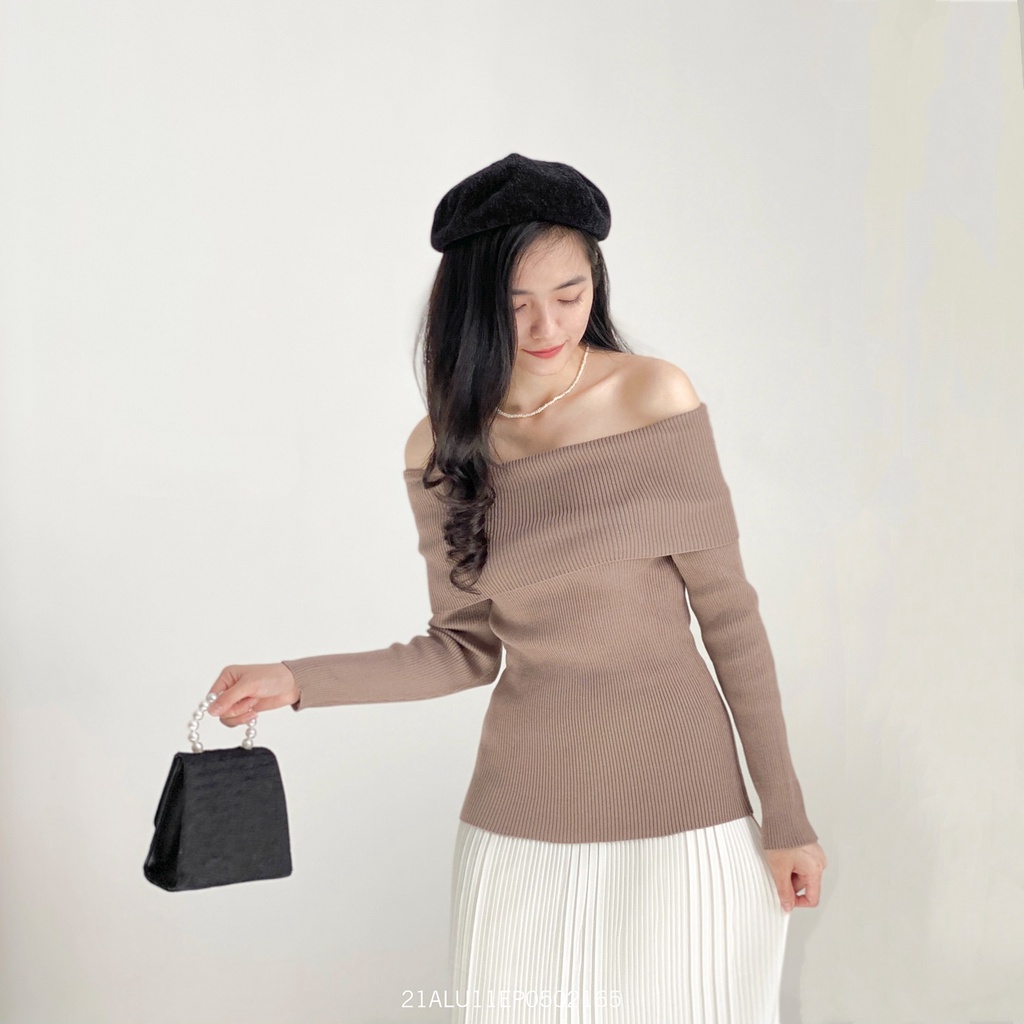 Áo len nữ trễ vai tay dài dáng ôm thời trang ulzzang Hàn Quốc Fmstyle Saigon 21ALU11EP0502 | BigBuy360 - bigbuy360.vn