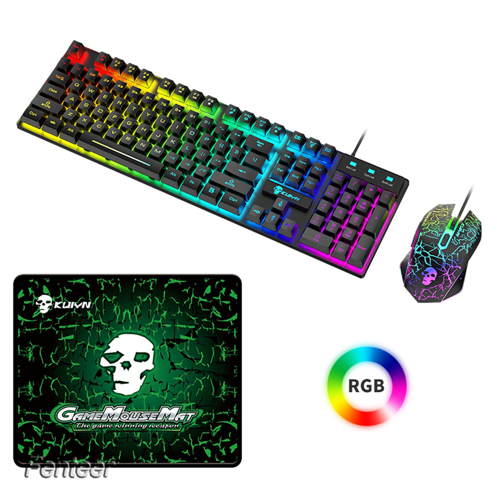 Combo Bàn Phím Cơ Gaming 104 Phím Có Đèn Led Nền