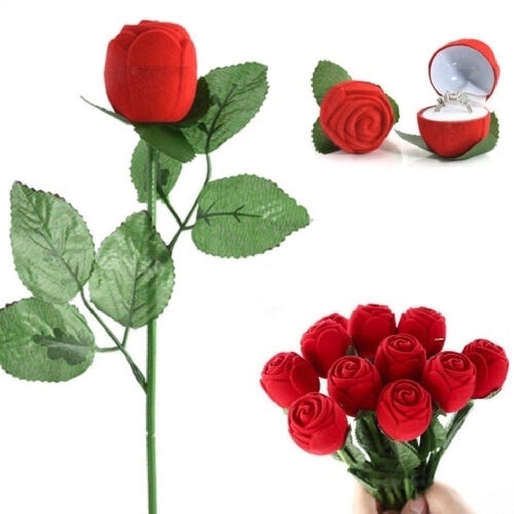 1 Hộp Đựng Nhẫn Đính Hôn Hình Hoa Hồng Ốp