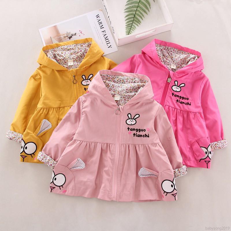 Áo Khoác Hoodie Khóa Kéo In Hình Thỏ Hoạt Hình Đáng Yêu Cho Bé Gái