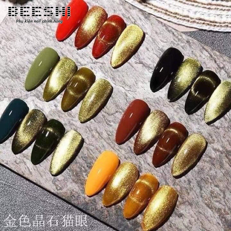 Sơn gel mắt mèo kim cương Huaxi 9D chính hãng màu vàng, trắng - beeshi shop nail