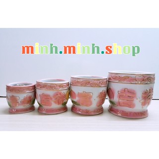 Lư hương ống sứ 3inch hồng