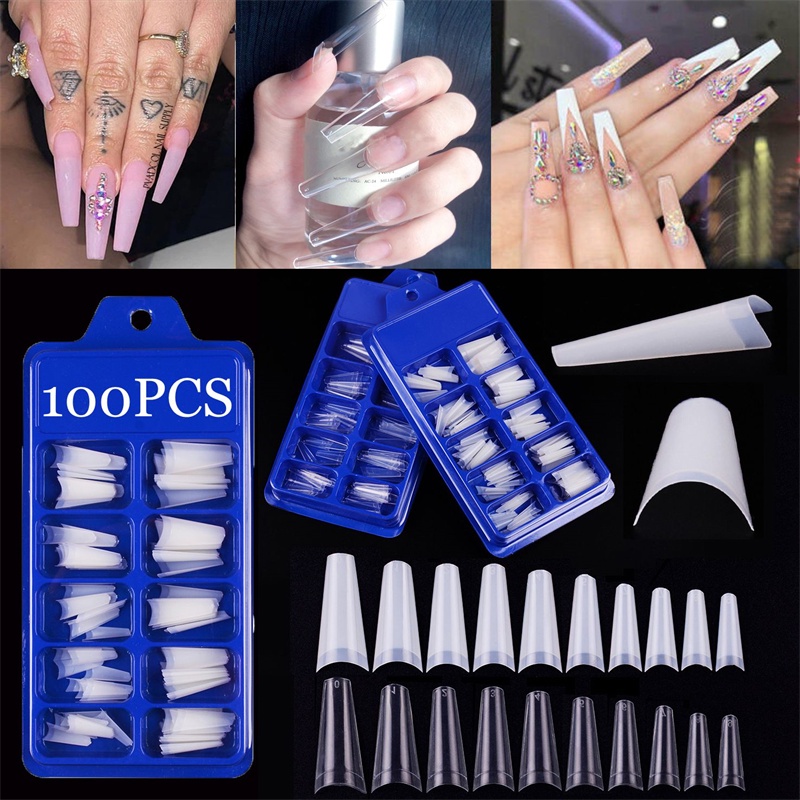 Bộ 100 Móng Tay Giả Màu Sắc Ngọt Ngào Bằng Acrylic