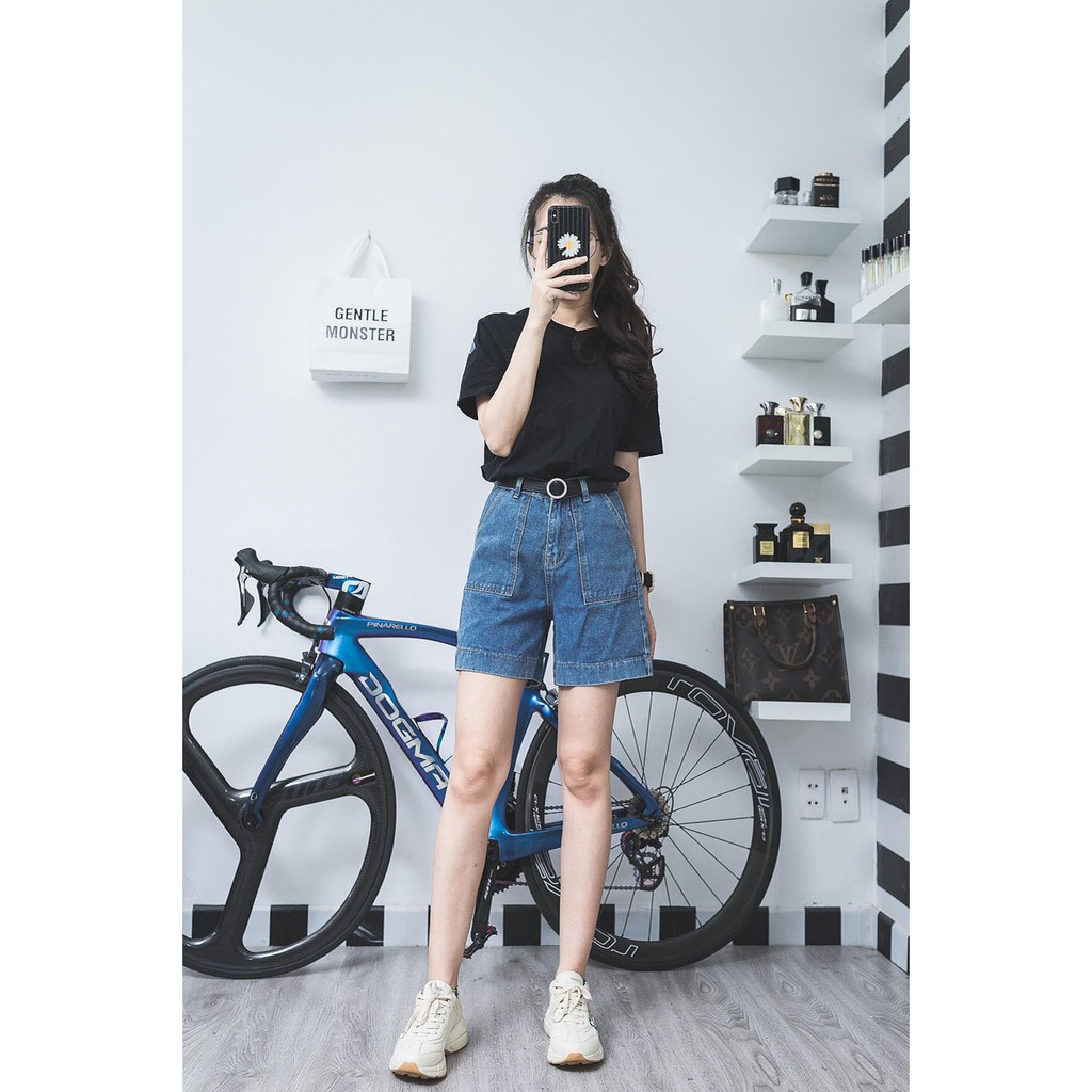 Quần Ngố Lửng Ống Rộng Lưng Cao Túi Hộp Chuẩn Form ULZZANG