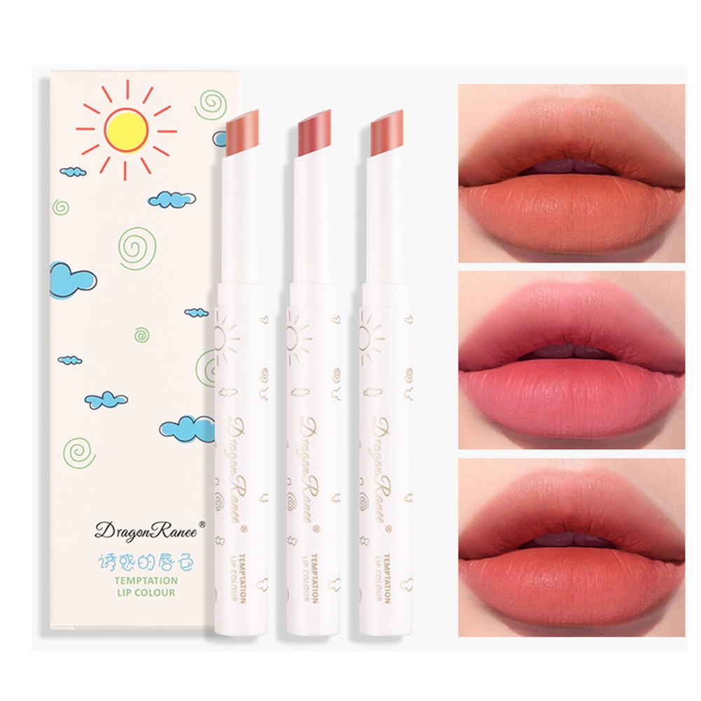 [Hàng mới về] Bộ 3 son môi màu lì hỗ trợ dưỡng ẩm không thấm nước dễ mang theo Ranee