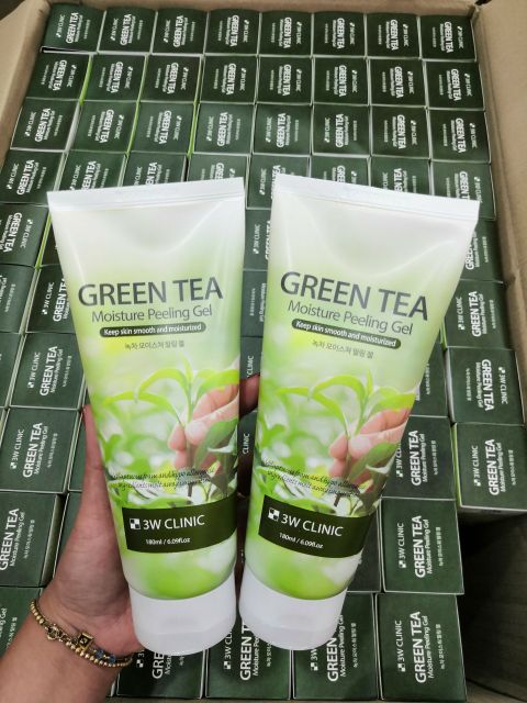 TẨY TẾ BÀO CHẾT GREEN TEA MOUSTURE PEELING GEL 3W CLINIC 180ML ( mẫu mới 2019)