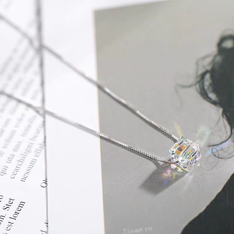 Dây chuyền nữ bạc Ý S925 MiASJ thời trang kèm mặt đá pha lê cao cấp DM0008