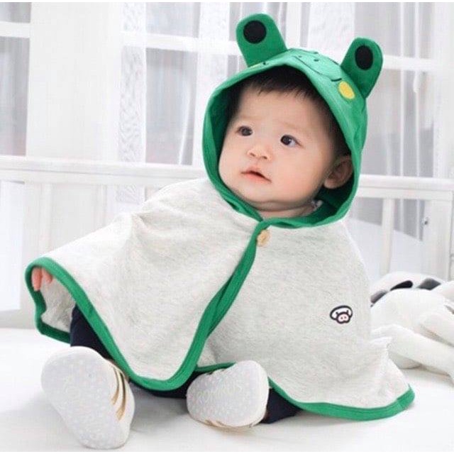 Áo choàng chống nắng cho bé, áo chống nắng cotton hình con ếch kute cho bé trai và bé gái từ 5-18kg