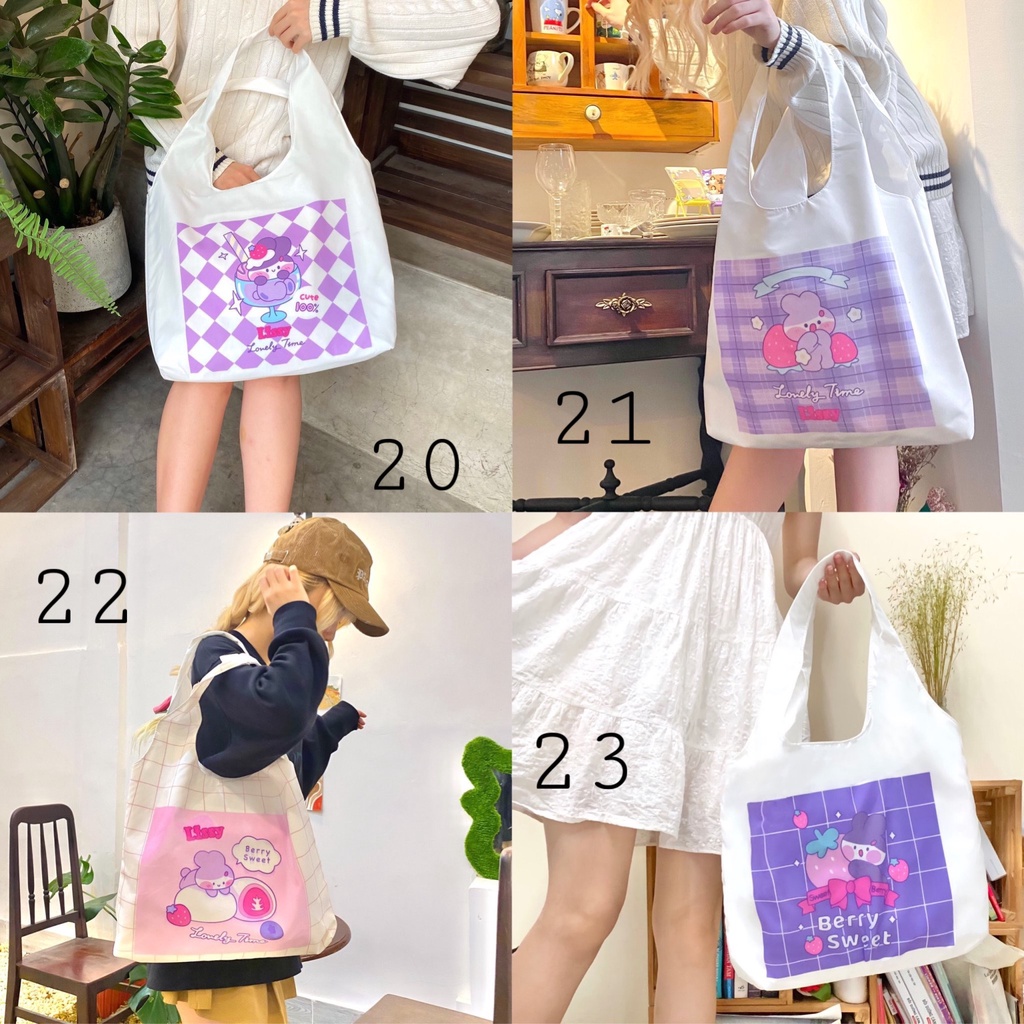 Túi tote, túi vải đi học đi làm chống nước in hình cute đáng yêu