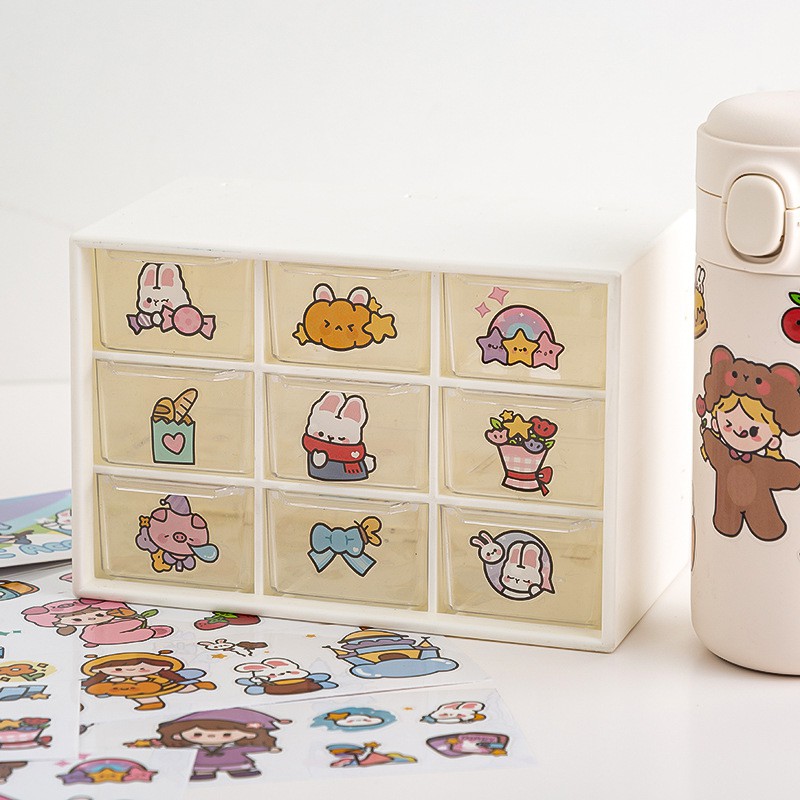 Set Sticker 4 Tấm Dán Trang Trí Sổ, Điện Thoại, Laptop Series of MeiMei, LuLu, Rebecca | ST068