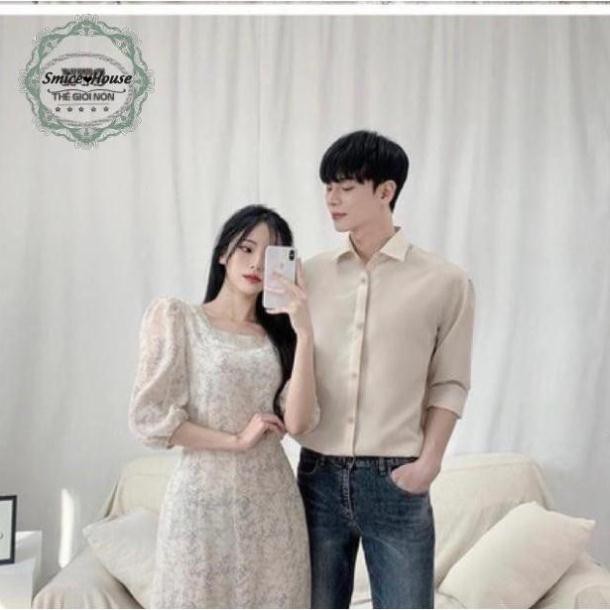 SET ÁO SƠ MI CẶP ĐÔI ĐẦM DÀI CHỤP ẢNH CƯỚI