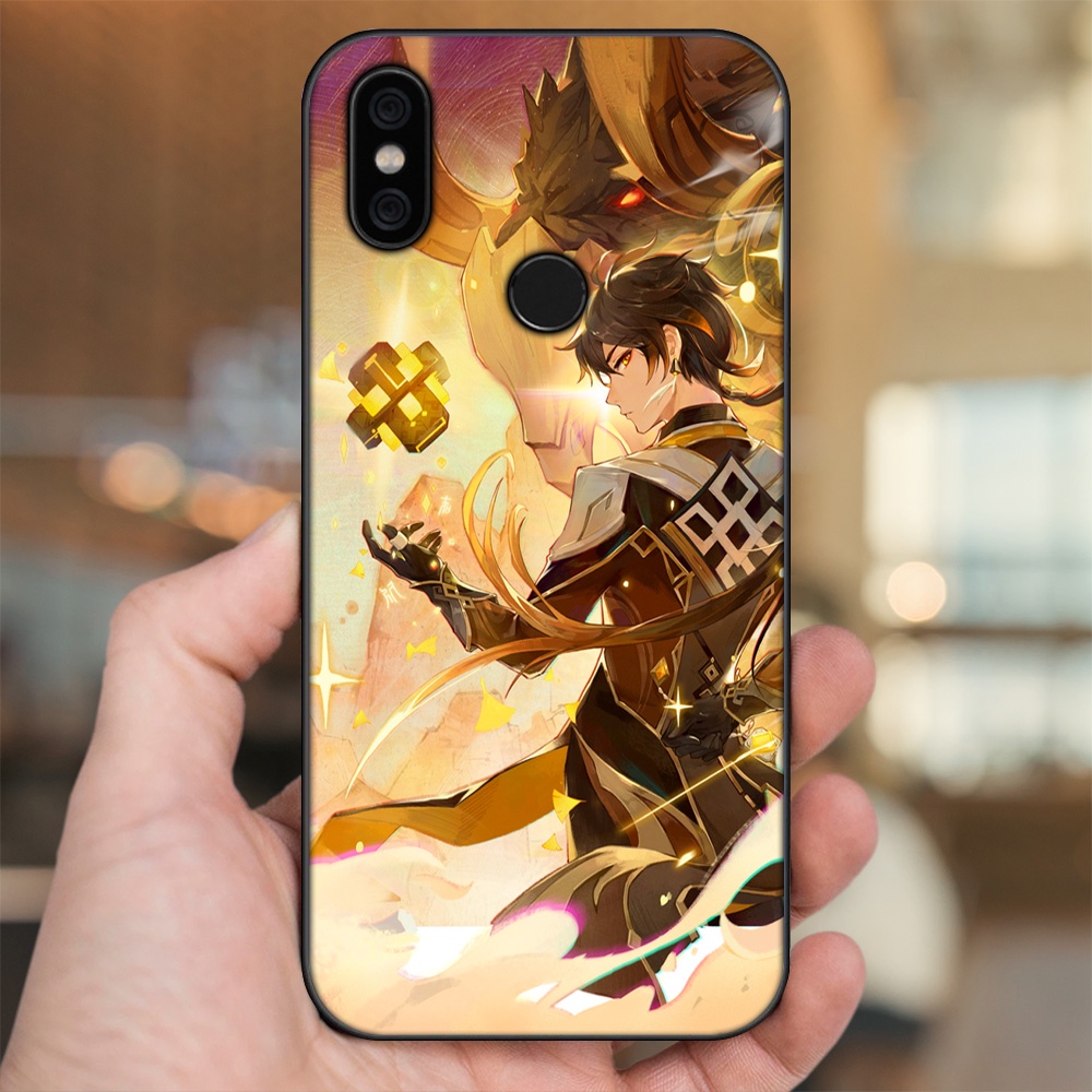 Ốp lưng Xiaomi Mi A2, Redmi 6X viền đen in hình Zhongli Genshin Impact