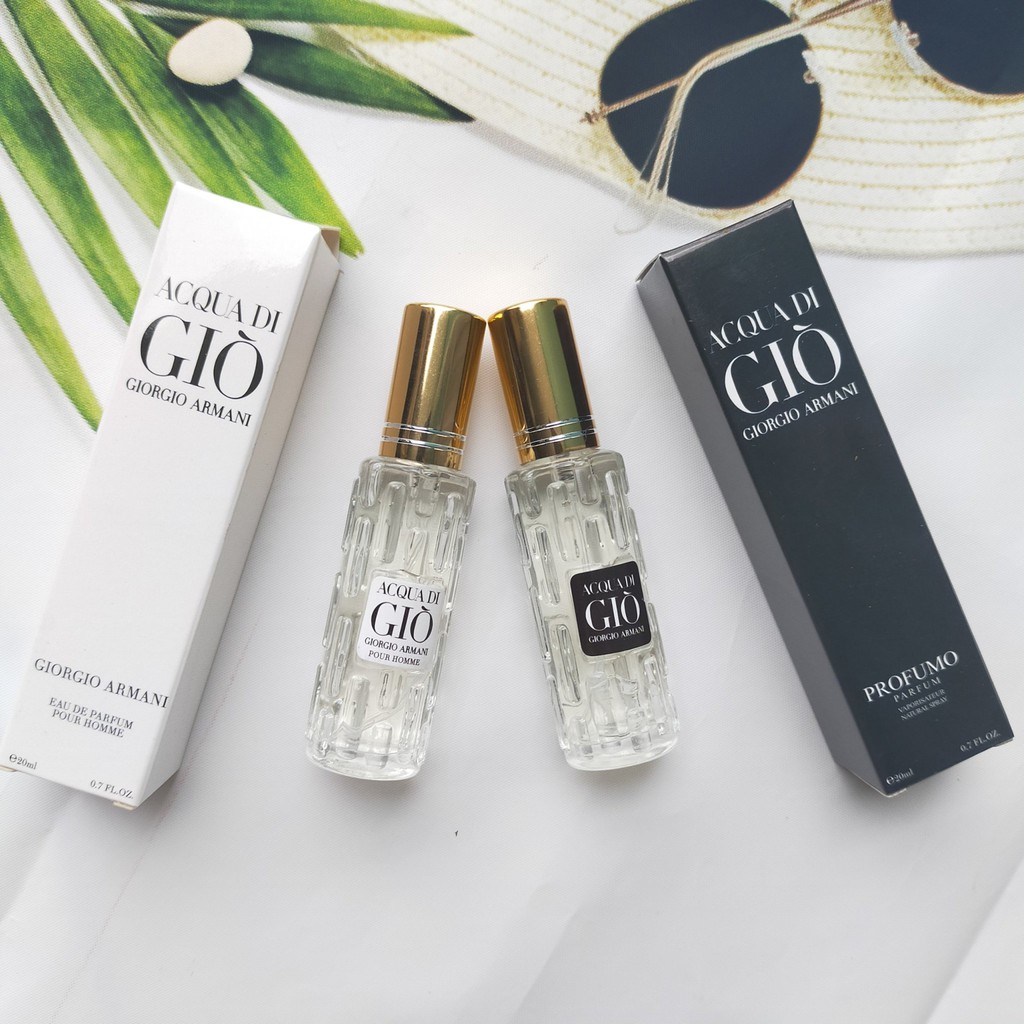 Combo 2 chai Nước hoa mini nam 20ml Dạng Xịt- AcQua Di Gio Trắng- Gio Đen