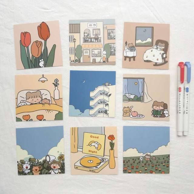 Tặng 9 miếng dán tròn Set 9 tấm thiệp trang trí tường decor xả kho siêu rẻ
