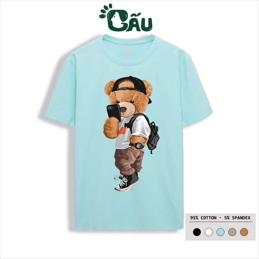 Áo thun nam GẤU 194 Gấu Teddy Hiphop Ngầu cổ tròn tay ngắn vải coton co dãn, dày dặn, form regular fit - Gấu Cực Ngầu