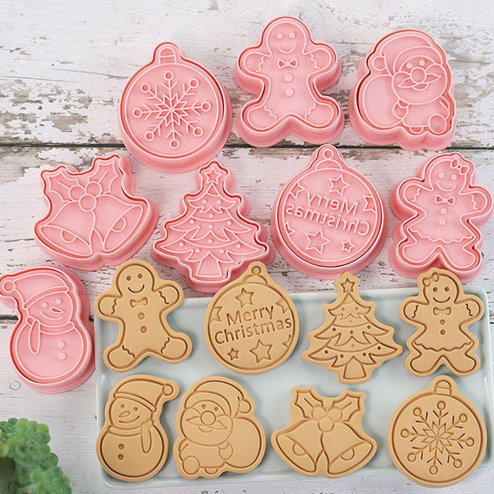 Set 8 Khuôn Làm Bánh Quy Hình Ông Già Noel / Bông Tuyết Bằng Nhựa