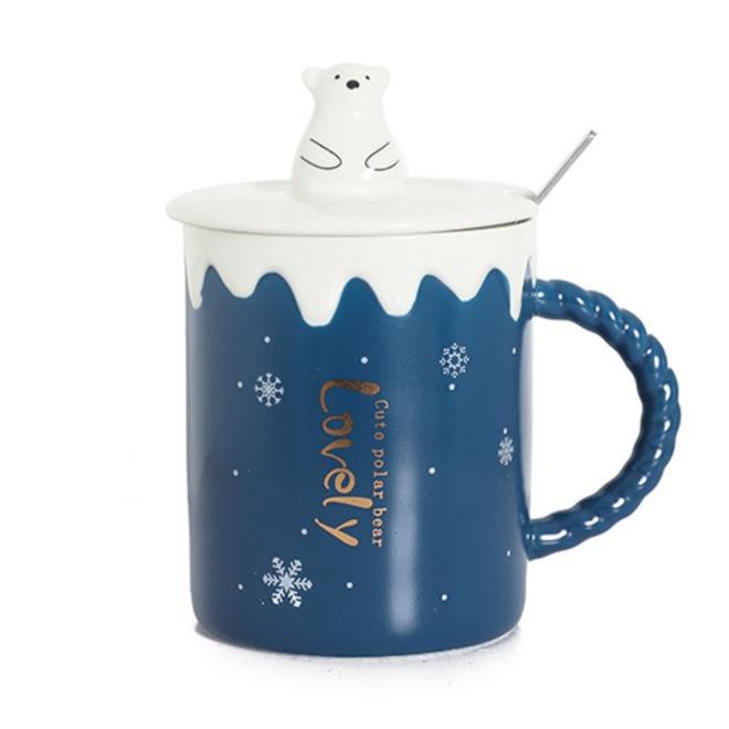 Ly Cốc Sứ 400ML Hình Gấu Trắng Nắp Nổi - Ly Cốc Văn Phòng, Học Sinh, Quà Tặng Bạn Bè cao cấp