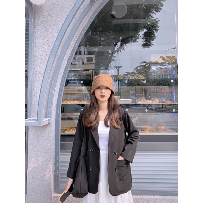 Áo Blazer tay dài trơn cho nữ 💋 FREESHIP 💋 Áo blazer 1 lớp phong cách Hàn Quốc 3 màu đen, be, nâu tây | BigBuy360 - bigbuy360.vn