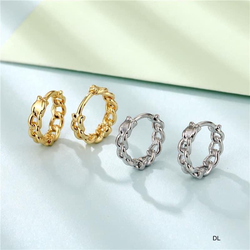 BÔNG TAI XÍCH BẤM CỰC CÁ TÍNH CHO NỮ- CHUẨN BẠC TA