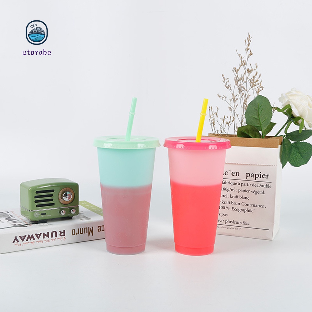Bình Nước Đổi Màu Có Ống Hút Dung Tích 720ml