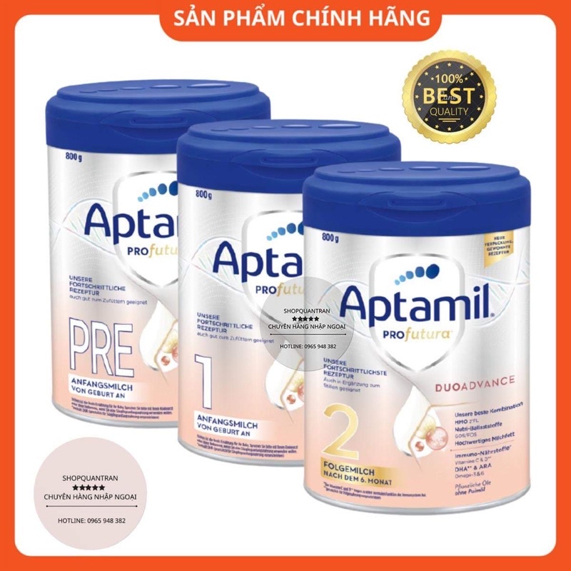 Sữa Aptamil Đức Bạc Pre,1,2 (Date 2023 Mẫu Mới) 800G Chính Hãng Giá Tốt