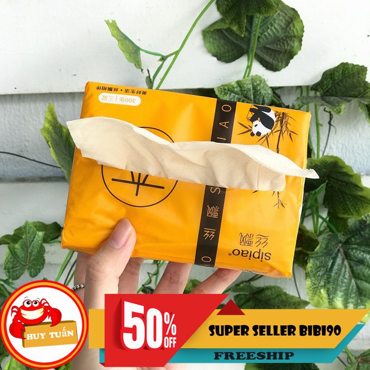 Giấy Ăn Gấu Trúc Sipiao 1 gói 300 tờ KHÔNG CHẤT TẨY KHÔNG MÙI