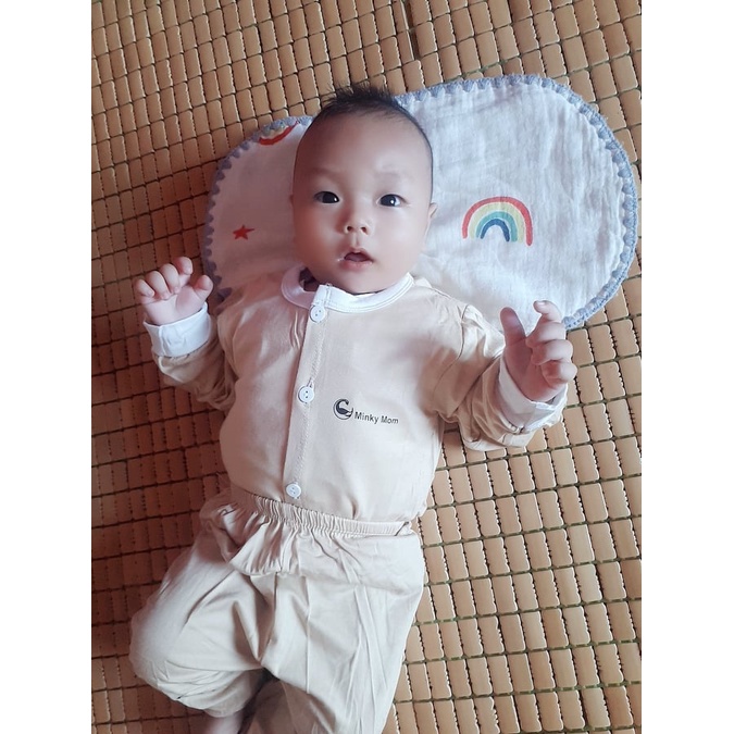 Bộ Dài Tay Thun Lạnh Cho Bé Gái, Bé Trai Minky Mom Vải Cotton 100% cài cúc giữa , Bộ Quần Áo Trẻ Em Thu Đông