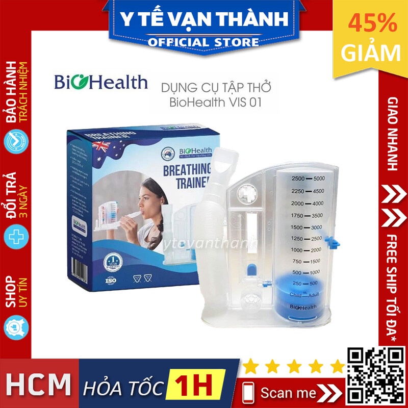 ✅ Dụng Cụ Tập Thở BIOHEALTH VIS 01 | Phục hồi chức năng phổi của ÚC DCTVIS1 -VT0926