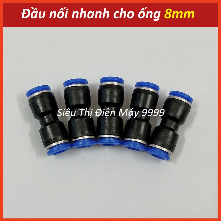 2 Đầu nối, Cút nối nhanh 2 đầu 8mm dành cho ống 8mm , ống 8ly dùng trong phun sương, hệ thống tưới, khí nén